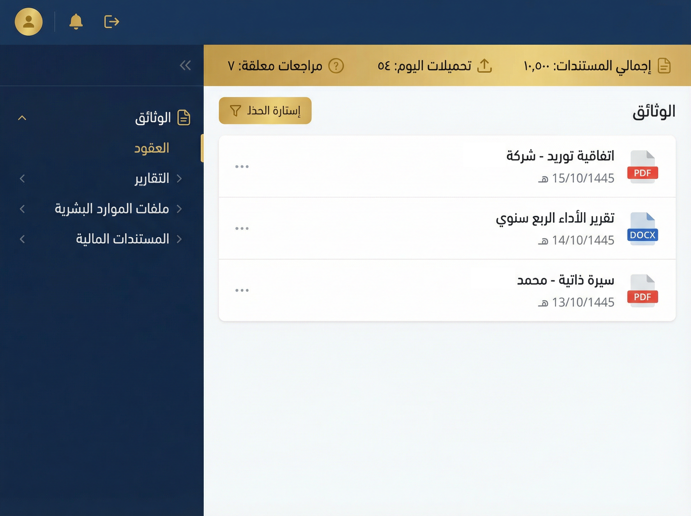 لوحة التحكم الرئيسية